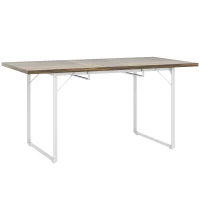 HOMCOM Mesa de Comedor Extensible de 120-160 cm Diseño Rústico con Tablero de Madera Vintage y Patas Metálicas en U Marrón(m-1)