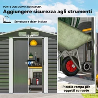 Outsunny Casetta da Giardino in Metallo con Porte Scorrevoli e Lucchetto con Chiavi, 2.1x1.2x1.9m, Grigio Scuro(m-6)