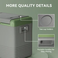 Outsunny 50L Portable Car Refrigerator - Light Green and Grey(m-7)