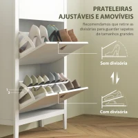 HOMCOM Sapateira para Entrada com 3 Gavetas Prateleiras Ajustáveis e Puxadores em PU para 21 Pares de Sapatos 80x24x131 cm Branco(m-5)