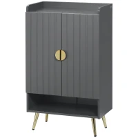HOMCOM Modern Shoe Cabinet with 2 Doors, Open Shelf and Adjustable Shelves, 15 Pair Hallway Shoe Cupboard, Entryway Storage Unit, Grey(m-11)
