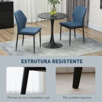 HOMCOM Conjunto de 2 Cadeiras de Jantar Modernas Cadeiras de Cozinha com Assento Acolchoado e Estofado Encosto Curvo 45x57x86 cm Azul Escuro(m-6)