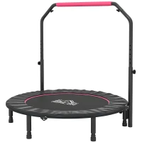 HOMCOM 48" Foldable Mini Fitness Trampoline, with Adjustable Foam Handle, Pink(m-1)