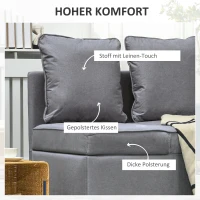 HOMCOM Slaapstoel, 2-Zitsbank met Bedfunctie, Opvouwbare Gestoffeerde Stoel met 2 Kussens, Linnen-Look Bekleding, Donkergrijs(m-4)