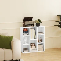 HOMCOM Estante de 3 Níveis Estante para Livros com 8 Compartimentos Desenho Vertical ou Horizontal 74,3x24x80 cm Branco(m-7)