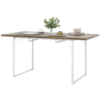 HOMCOM Mesa de Comedor Extensible de 120-160 cm Diseño Rústico con Tablero de Madera Vintage y Patas Metálicas en U Marrón(m-11)