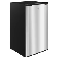 HOMCOM 91 Litre Freestanding Under Counter Fridge Freezer, Small Fridge with Chiller Box, Adjustable Thermostat, 47.5cm Wide, Silver Tone(m-11)
