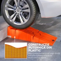 DURHAND Set 2 Rampe de Încărcare pentru Mașină din Plastic cu Sarcină Maximă 5 Tone, 91x30x21 cm, Portocaliu(m-4)