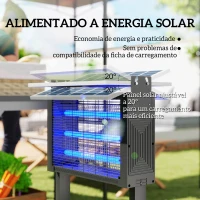 Outsunny Lâmpada Elétrica Anti-Mosquitos com Luzes LED Mata Mosquitos Elétrico 25W para Exterior Efeito 200 m² com Suporte Painel Ajustável 51,5x35x93,5 cm Preto(m-6)