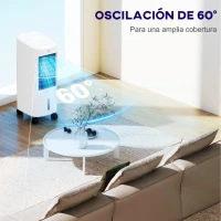 HOMCOM Enfriador de Aire 3 en 1 con Depósito de 7L Modos Ajustables Temporizador Control Remoto y Ruedas 30x30,5x73,5 cm Blanco(m-7)