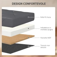 HOMCOM Panca Contenitore Pieghevole da 84L, Coperchio Imbottito e Rivestimento Finta Pelle, 76x38x38cm, Grigio(m-5)