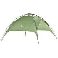 Outsunny Doppelzelt Campingzelt Outdoorzelt Familienzelt Quick-Up-Zelt 2 Erwachsene + 1 Kind 4 Jahreszeiten wasserdicht Tragetasche 2 Türen Polyester + Glasfaser Dunkelgrün 210 x 210 x 140 cm(m-12)