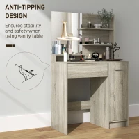 HOMCOM Dressing Table and Stool Set, with Storage - Wood-Effect(m-8)