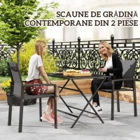 Outsunny Set de 2 Scaune de Grădină cu Cadru din Aluminiu, Plasă Respirabilă și Cotiere, 56x58x89 cm, Gri Închis(m-4)