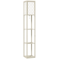 HOMCOM Three-Shelf Standing Lamp - Oak/White