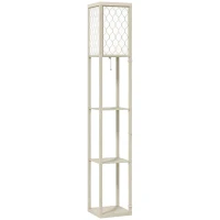 HOMCOM Three-Shelf Standing Lamp - Oak/White(m-1)