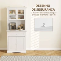 HOMCOM Armário de Cozinha Moderno com 1 Gaveta 4 Portas e Prateleiras Ajustáveis Armário Alto de Cozinha 79x40x180 cm Branco(m-7)