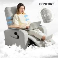 HOMCOM Sillón de Masaje con 4 Modos Vibración Reclinación 145° Mando a Distancia 77x93x105 cm Gris Claro(m-7)