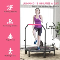 HOMCOM 48" Foldable Mini Fitness Trampoline, with Adjustable Foam Handle, Pink(m-7)