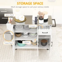 Homcom Insula Bucatarie cu Blat Otel – Sertar, 3 Dulapuri & Roti(m-4)