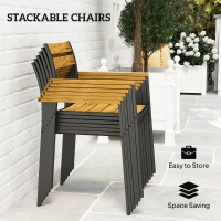 Outsunny Seven-Piece Wood Panel Patio Dining Set - Brown/Black(m-5)