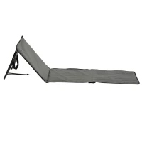 Outsunny Strandliege, klappbar, verstellbare Rücklehne, Seitentasche, weiche Polsterung, Stahlrahmen, Grau, 142x51x40cm(m-12)