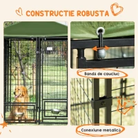PawHut Casuta in Aer Liber, Lada cu Blocare pentru Animale, Gard din Sarma Sudata de Otel cu Baldachin(m-7)