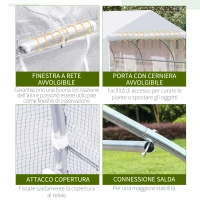 Outsunny Serra a Tunnel per Esterni con 6 Finestre a Rete, in Metallo e Plastica PE, 3.5x3 m, Bianca(m-6)