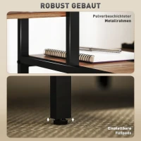 HOMCOM Computertisch mit Monitorständer, Schreibtisch mit 4-stufigem Regal, Industrielles Design, Braun(m-7)