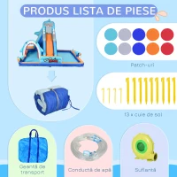 Outsunny Castel Gonflabil Copii 6‑in‑1 – Parc Acvatic cu Tobogan & Piscina(m-8)