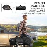 Outsunny Cort de Camping pentru 2-4 Persoane cu 2 Camere, Ușă, Ferestre și Geantă, 330x190x120 cm, Negru(m-8)