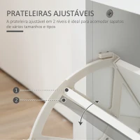 HOMCOM Sapateira Estreita de Entrada com 2 Gavetas Abatíveis Prateleiras Ajustáveis para 12 Pares de Sapatos 79x23x90,5 cm Branco(m-5)