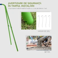 Outsunny Set Leagăn de Grădină cu Leagăn Dublu și 2 Leagăne Simple, 280x140x178 cm, Verde(m-8)