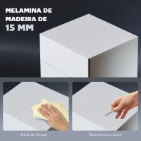 HOMCOM Mesa de Cabeceira com Faixa de Luz LED Multicolor Mesa Auxiliar com 3 Gavetas Estilo Moderno 40x35x60 cm Branco Brilhante(m-6)