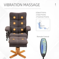 HOMCOM fotel relaksacyjny rozkładany leżący fotel do masażu z podnóżkiem brązowy(m-4)