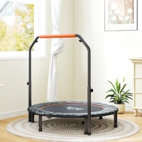 HOMCOM 48" Foldable Mini Fitness Trampoline, with Adjustable Foam Handle, Orange(m-8)
