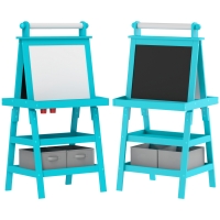 AIYAPLAY Tablă de Desen Dublă cu Magnet, Sul de Hârtie și Depozitare, Pentru Copii 3-6 Ani, 59x48x118 cm, Albastru