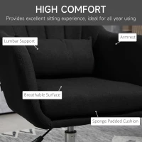 HOMCOM Krzesło obrotowe, regulowany fotel biurowy, lenopodobny poliester, metal, 60 x 60 x 79-91 cm, Szary(m-6)