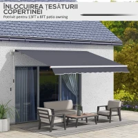 Outsunny Pânză de Schimb pentru Copertină Retractabilă Anti UV 30+, 3.47x2.4 m, Gri(m-6)