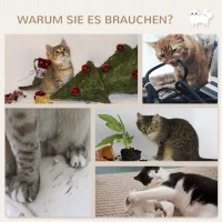 PawHut Kletterwand-Set für Katzen, 4-teilig, mit Katzentreppe, Hängematte, Plattform und Kratzbaum, Beige(m-6)