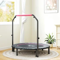 HOMCOM 48" Foldable Mini Fitness Trampoline, with Adjustable Foam Handle, Pink(m-8)