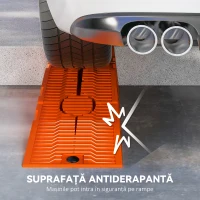 DURHAND Set 2 Rampe de Încărcare pentru Mașină din Plastic cu Sarcină Maximă 5 Tone, 91x30x21 cm, Portocaliu(m-5)