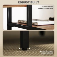 HOMCOM Birou  pentru Computer cu Suport pentru Monitor și Raft pentru Imprimantă, 150x48x125 cm, Maro(m-7)