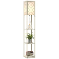 HOMCOM Three-Shelf Standing Lamp - Oak/White(m-10)