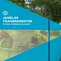 Outsunny Corta Vento para Campismo de 4 Painéis 725x140 cm com Painel Superior Transparente Postes de Aço Estacas e Bolsa de Transporte Azul(m-6)