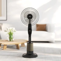 HOMCOM Ventoinha de Pé com Nebulizador 75 W Temporizador Depósito de 3,2L Controlo Remoto 3 Velocidades 3 Hélices e Ecrã LED Ø44,5 cm Preto(m-9)