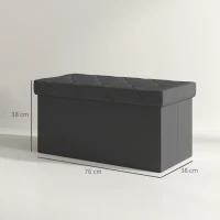 HOMCOM Panca Contenitore Pieghevole da 84L, Coperchio Imbottito e Rivestimento Finta Pelle, 76x38x38cm, Grigio(m-3)