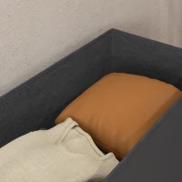 HOMCOM Panca Contenitore Pieghevole da 84L, Coperchio Imbottito e Rivestimento Finta Pelle, 76x38x38cm, Grigio(m-8)