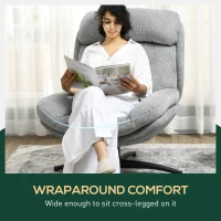 HOMCOM Fotel Obrotowy, Obrot o 360 stopni, Tkanina Chenille, Zintegrowane Podłokietniki, Nogi ze Stali, Szary, Czarny(m-5)