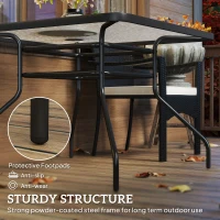 Outsunny Square Garden Dining Table with Tempered Glass Top & Umbrella Hole, 100 x 100 cm(m-6)